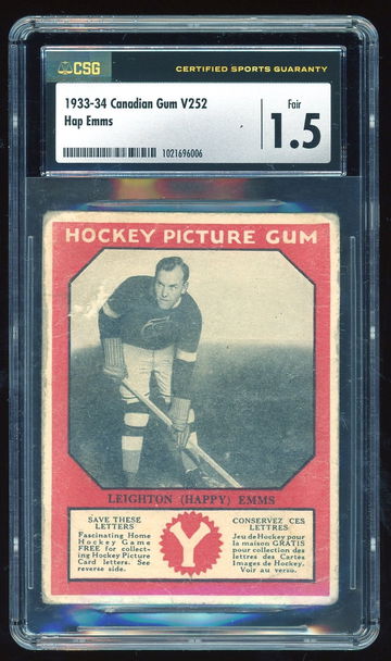 1933 CANADIAN GUM (V252)  Leighton HAPPY EMMS CSG 1.5 Fair Detroit Red Wings