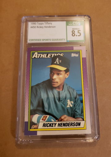 1990 topps tiffany rickey henderson csg 8.5