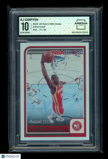 2023-24 Panini NBA Hoops Artist Proof AJ Griffin #72 /25 Arena Club 10