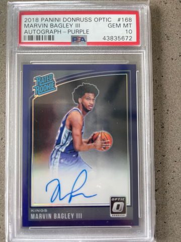 2018 MARVIN BAGLEY PANINI DONRUSS OPTIC PURPLE AUTOGRAPH PSA 10 GEM MINT