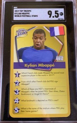 2019 Top Trumps World Football Stars - Kylian Mbappe - SGC 9.5 Mint + MT+