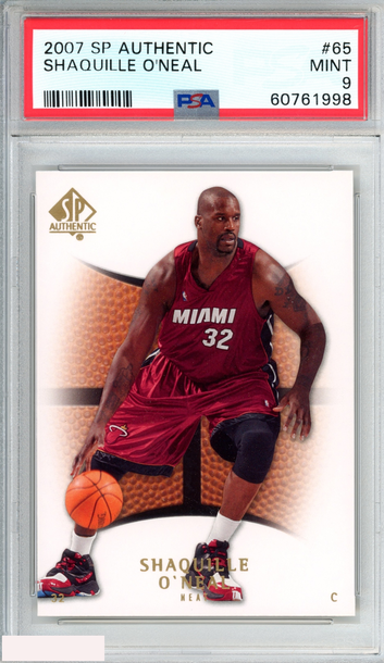2007 SP AUTHENTIC SHAQUILLE ONEAL #65 MIAMI HEAT HOF PSA 9 MINT