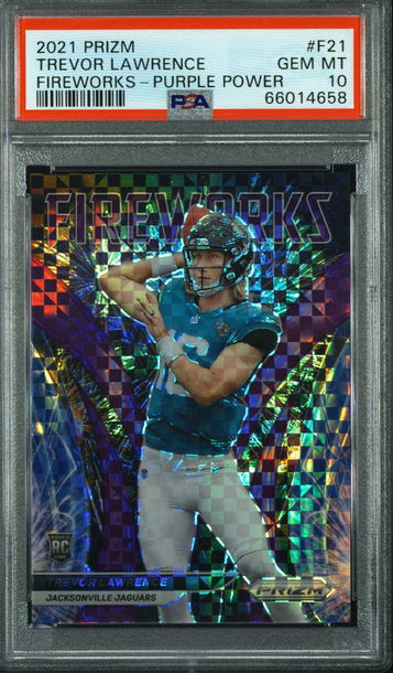 2021 Panini Prizm Trevor Lawrence Fireworks Purple Power 08/49! PSA 10 POP2