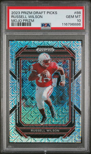 2023 Panini Prizm Draft Picks Mojo Prizm Russell Wilson #86 /25 PSA 10