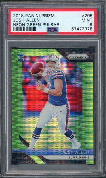2018 Panini Prizm Josh Allen Neon Green Pulsar PSA 9 Mint