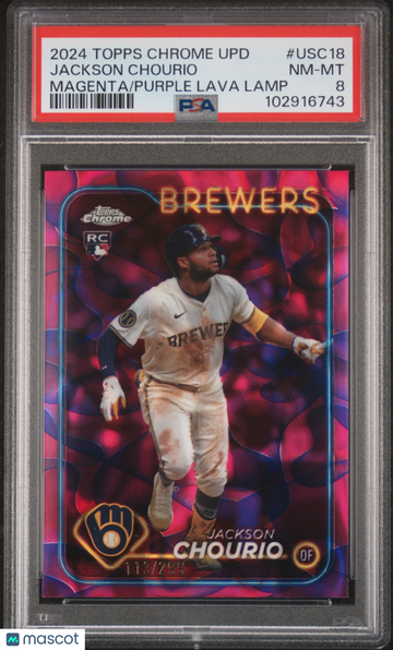2024 Topps Chrome Update Jackson Chourio #USC18 Magenta Purple Lava Lamp /299 PSA 8
