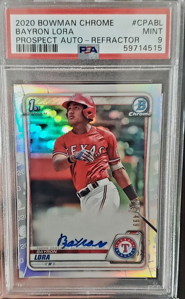 PSA 9 2020 Bowman Chrome Prospect Auto Bayron Lora  /499