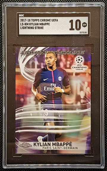 2017-18 Topps Chrome UEFA Kylian Mbappe Lightning Strikes Rookie RC #LS-KM SGC 10