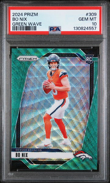 2024 Panini Prizm Green Wave Prizm Bo Nix #309 PSA 10