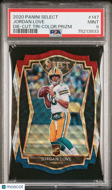 Jordan Love 2020 Select Premier Level Tri-Color Die-Cut RC #147 Rookie  PSA 9