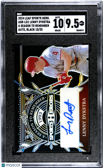 2024 Leaf Sports Heroes Lenny Dykstra #ASR-LD1 Season To Remember Autograph Black SGC 9.5 Auto 10