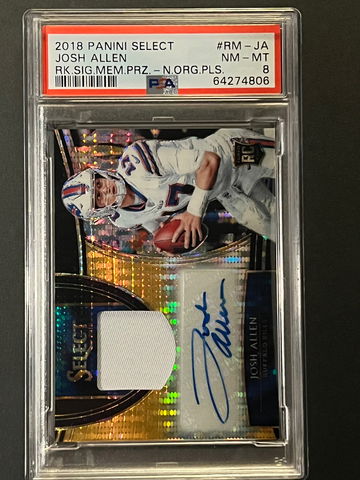 2018 Select Bills Josh Allen RC Auto - Neon Orange Patch RPA #d 23/23 PSA 8 NM-MINT