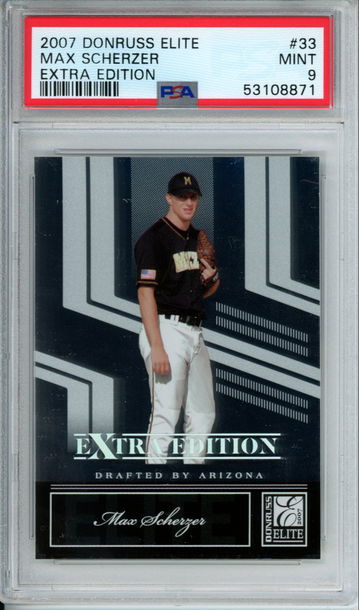 MAX SCHERZER 2007 Donruss Elite Extra Edition #33 PSA 9 Mint National Dodgers