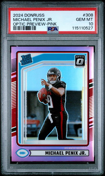 2024 Panini Donruss Optic Preview Pink Michael Penix Jr. #308 RC PSA 10