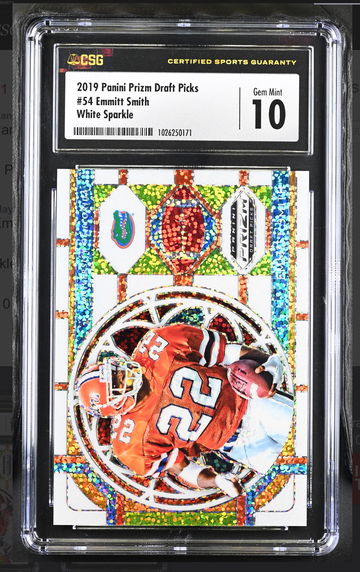 2019 Panini PRIZM Draft Picks EMMITT SMITH White Sparkle CSG 10 POP 2