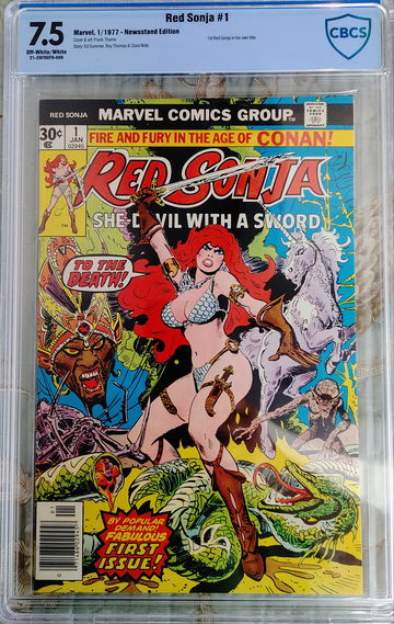 RED SONJA #1 CBCS 7.5 RARE 1977 NEWSSTAND EDITION