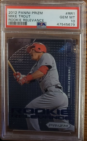 2012 panini prizm rookie relevance Mike trout #rr1 psa 10 