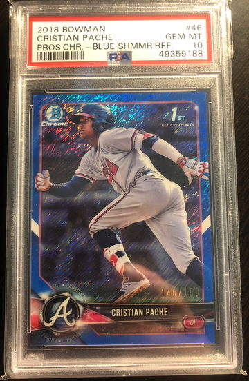 Cristian pache 2018 1st Bowman Chrome Blue Shimmer Refractor/150 PSA 10