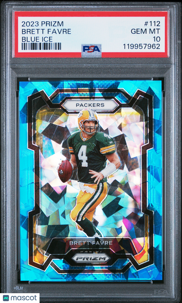 2023 Panini Prizm Brett Favre #112 Blue Ice PSA 10