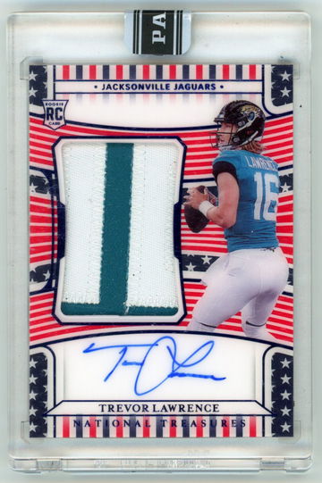 2021 National Treasures Trevor Lawrence #156 Stars & Stripes Black Box 1/1