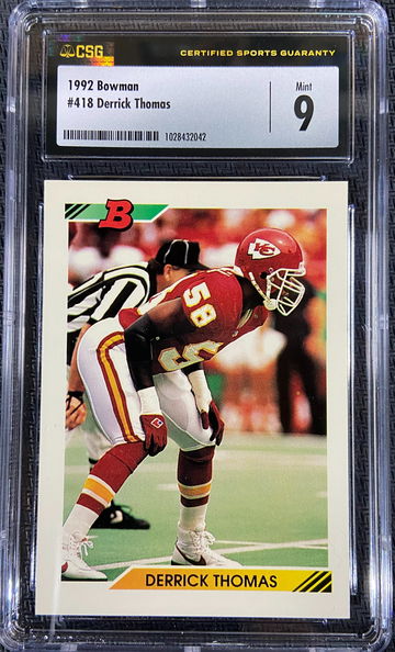 1992 Bowman Derrick Thomas CSG 9 MINT HOFer