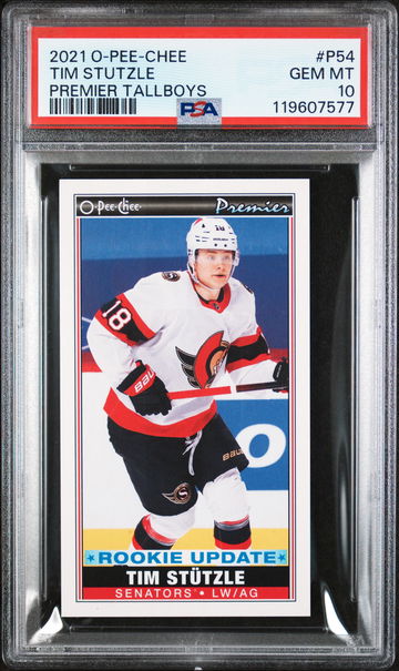 2021 O-Pee-Chee Premier Tallboys Rookie Update Tim Stützle #P54 PSA 10