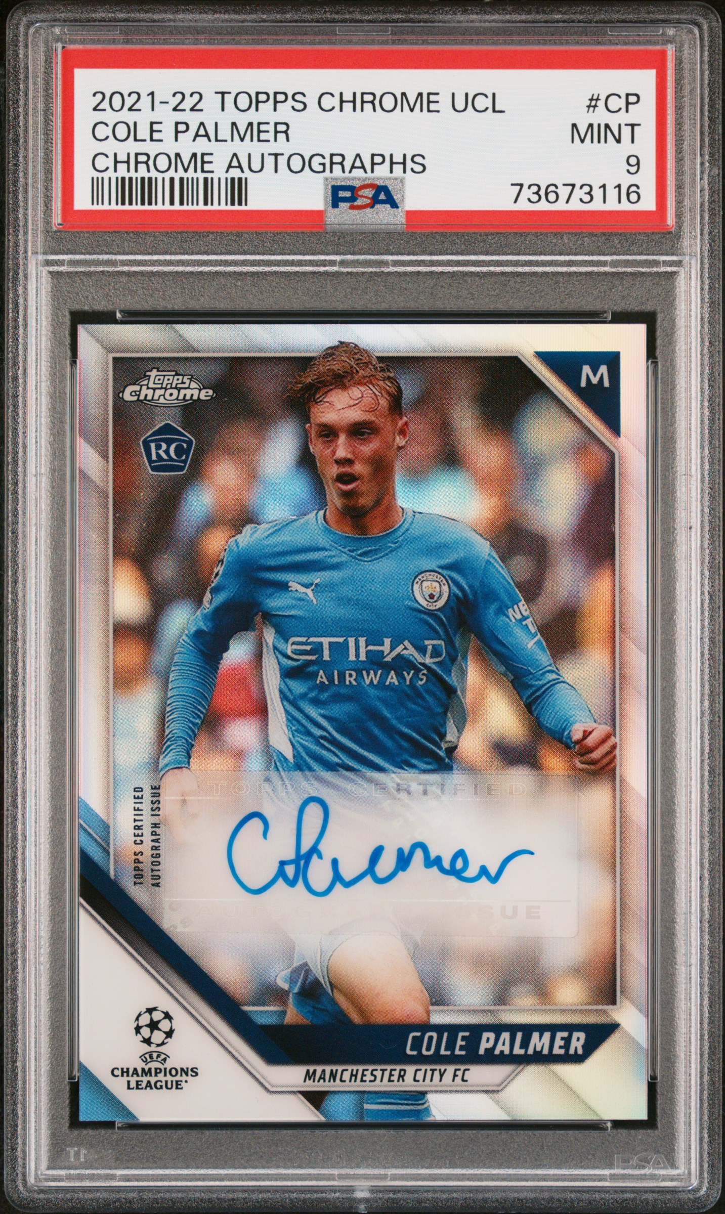 2021 Topps Chrome UCL Chrome Autographs Cole Palmer Chrome Autographs PSA 9