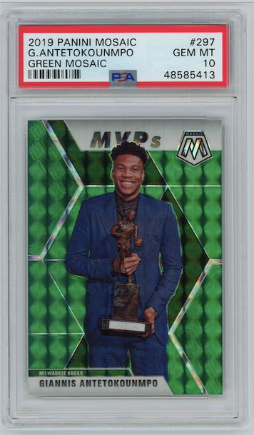 Giannis Antetokounmpo 2019 Mosaic Green MVPs PSA 10