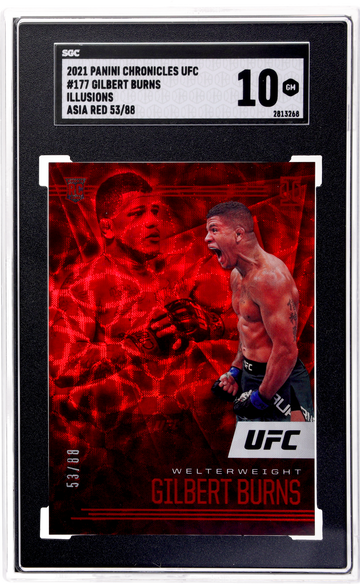 2021 Panini Chronicles UFC Illusions Asia Red Gilbert Burns #177 RC /88 SGC 10