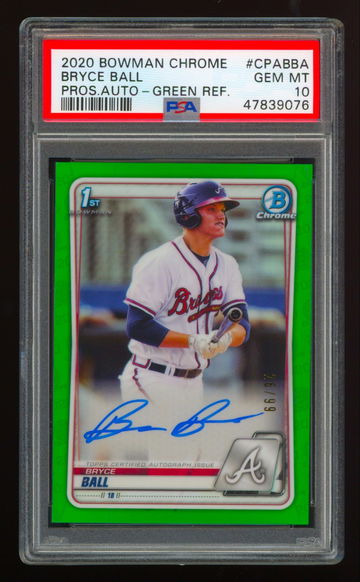 2020 Bowman Chrome BRYCE BALL Green Refractor PSA 10 Auto RC #26/99 Autograph Chicago Cubs