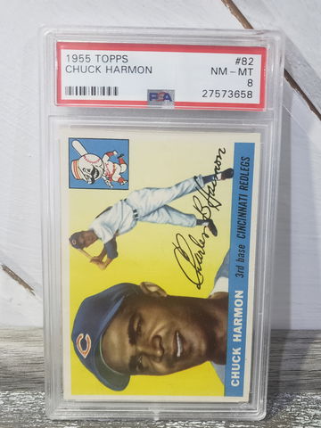 1955 Topps Chuck Harmon PSA 8