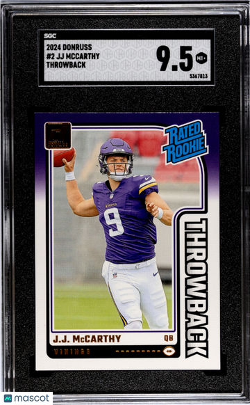 2024 Donruss JJ Mccarthy #2 Throwback SGC 9.5