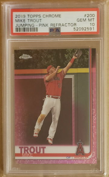 2019 Topps Chrome Mike Trout Jumping Pink Refractor #200 PSA 10