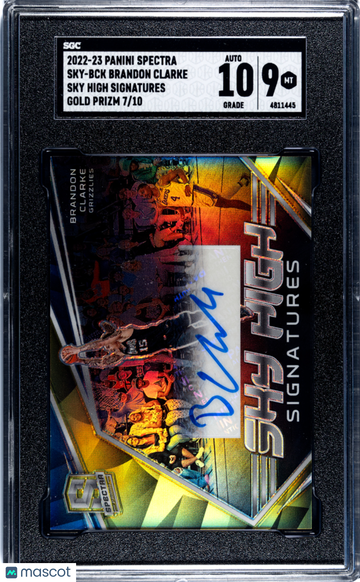 2022 Panini Spectra Brandon Clarke #SKY-BCK Sky High Sigs. Gold Prizm SGC 9 Auto 10