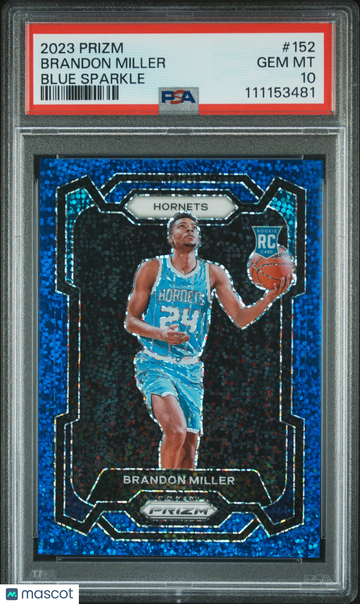 2023 Panini Prizm Brandon Miller #152 Blue Sparkle PSA 10