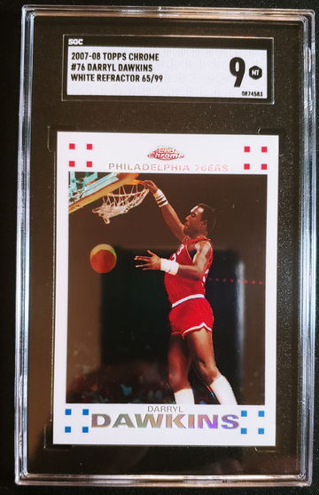 2007-08 Topps Chrome Darryl Dawkins #76 White Refractor /99 SGC 9 Mint RARE HOF
