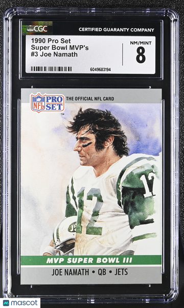 1990 Pro Set Joe Namath #3 Super Bowl MVP's CGC 8