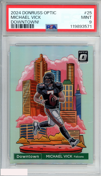 2024 PANINI DONRUSS OPTIC DOWNTOWN! MICHAEL VICK #25 FALCONS PSA 9 MINT