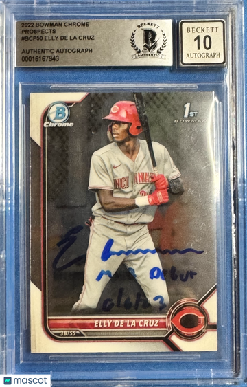 2022 Bowman Chrome Prospects Elly De La Cruz #BCP50 BGS 10 BAS Auto 10