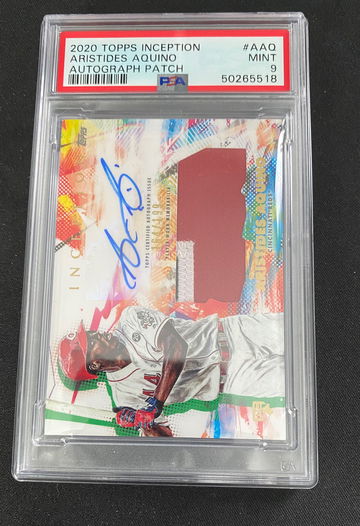 2020 Topps Inception Aristides Aquino Autograph Patch PSA 9