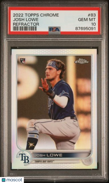 Josh Lowe RC 2022 Topps Chrome Refractor PSA 10 Tampa Bay Rays #83