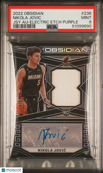 2022 Panini Obsidian Nikola Jovic #236 Jsy Au Electric Etch Purple PSA 9