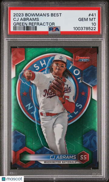 2023 Bowman's Best CJ Abrams #41 Green Refractor PSA 10