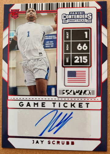 2020-21 Contenders DP Jay Scrubb Game Ticket Red Variation Rookie Auto RC #88
