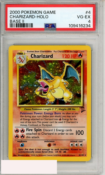 2000 POKEMON GAME BASE II CHARIZARD-HOLO #4 BASE II PSA 4 VG-EX