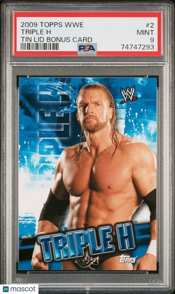 Triple H 2009 Topps WWE Tin Lid Bonus Card #2 PSA 9