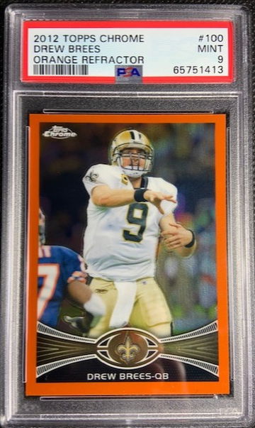 2012 Topps Chrome #100 Drew Brees Orange Refractor PSA 9 Mint New Orleans Saints