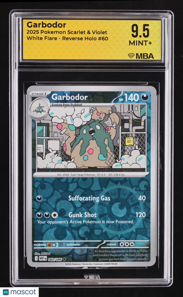 2025 Pokemon Scarlet & Violet White Flare Garbodor Reverse Holo MBA 9.5 #60