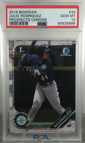 2019 1st BOWMAN CHROME #33 JULIO RODRIGUEZ RC PROSPECT PSA 10 GEM MINT! 🔥🔥