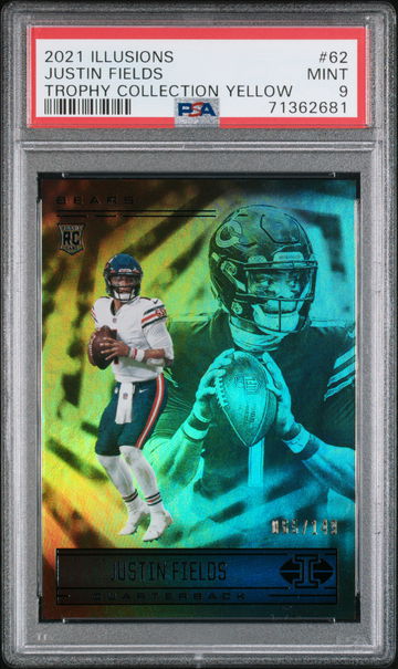 2021 Panini Illusions #62 Justin Fields Trophy Collection Yellow PSA 9